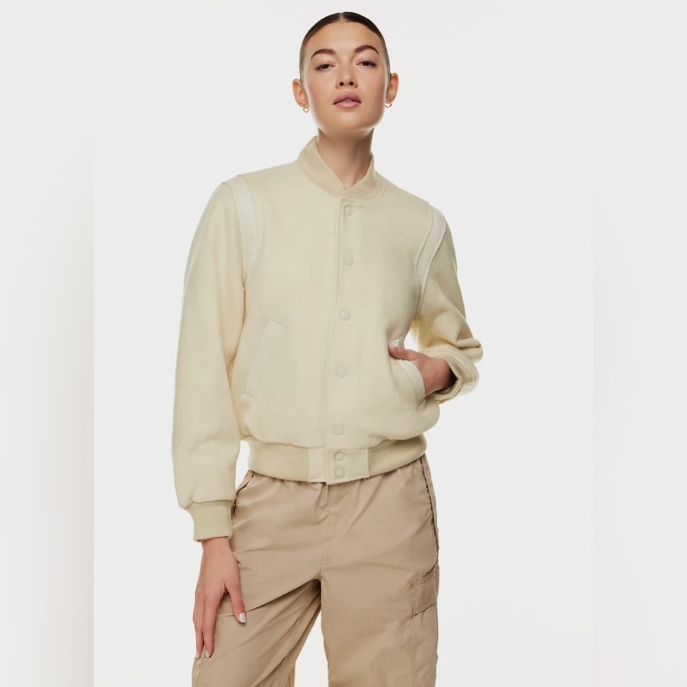 Aritzia Cream Varsity Jacket